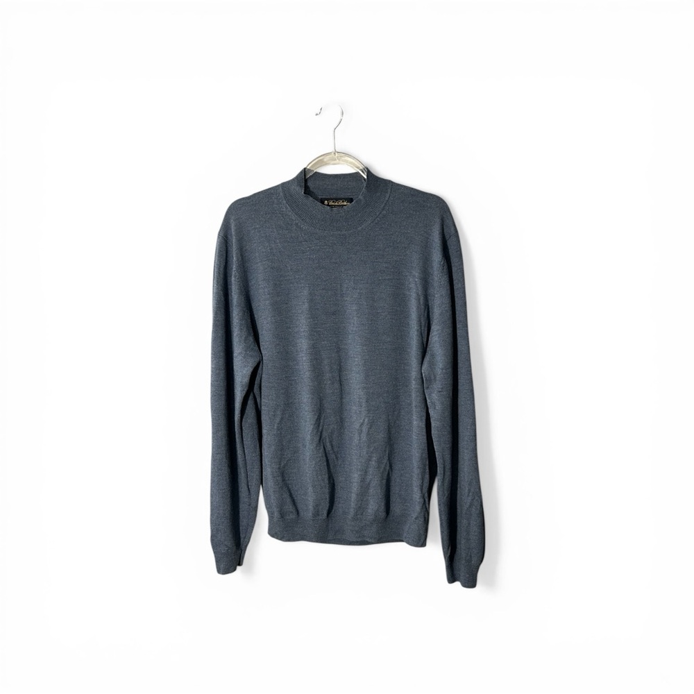 Brooks Brothers Italian 100% Merino Wool Crew Neck Gray Mens Sweater Sz L